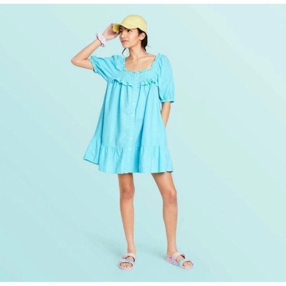 Stoney Clover Lane x Target Ruffle Sleeve Blue Dress XS